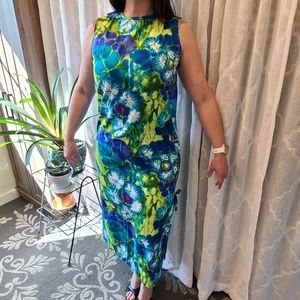 Vintage long aloha tiki dress with back cutout